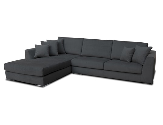 CITY - Canapé tissu Monaco méridienne gauche tissu gris foncé