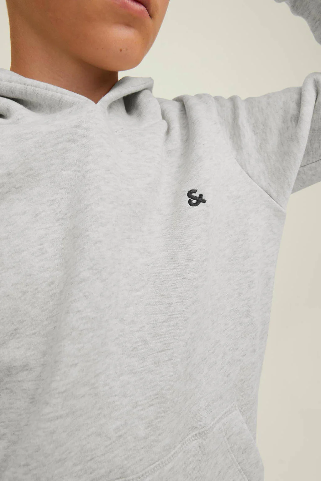 JACK & JONES hoodie JJESTAR met tekst lichtgrijs melange