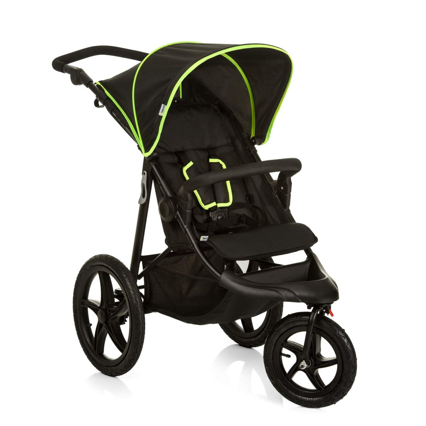 hauck Kinderwagen Runner 2, Dreirad Buggy mit XL Lufträder für Kinder bis 22 kg, UV-Schutz 50+, Belüftungsfenster, Höhenverstellbar, Faltbar, XL Korb bis 3 kg, Liegefunktion (Black)