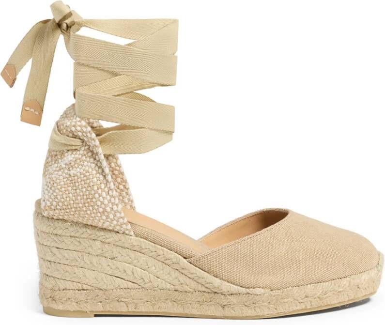 Castañer Zandkleurige Katoenen Canvas Sleehak Espadrilles Beige Dames