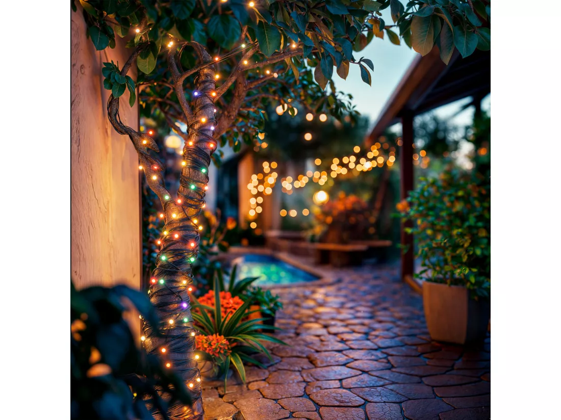 Guirlande LED Extérieure Solaire Câble 22m RGB