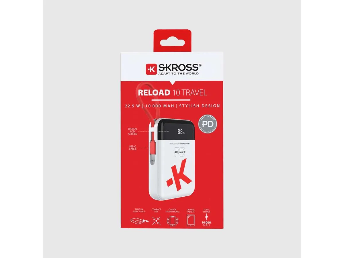(22.5W) 10000mAh Reload 10 Travel USB C Powerbank Ladegerät inkl. Ladekabel (SKPBR10TRA01CN) - Weiss
