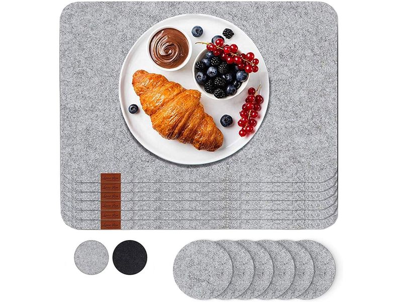 GOURMETmaxx Tischset aus Filz 12er Set 44 cm x 32 cm, Grau Luana Rose Platzsets in Anthrazit