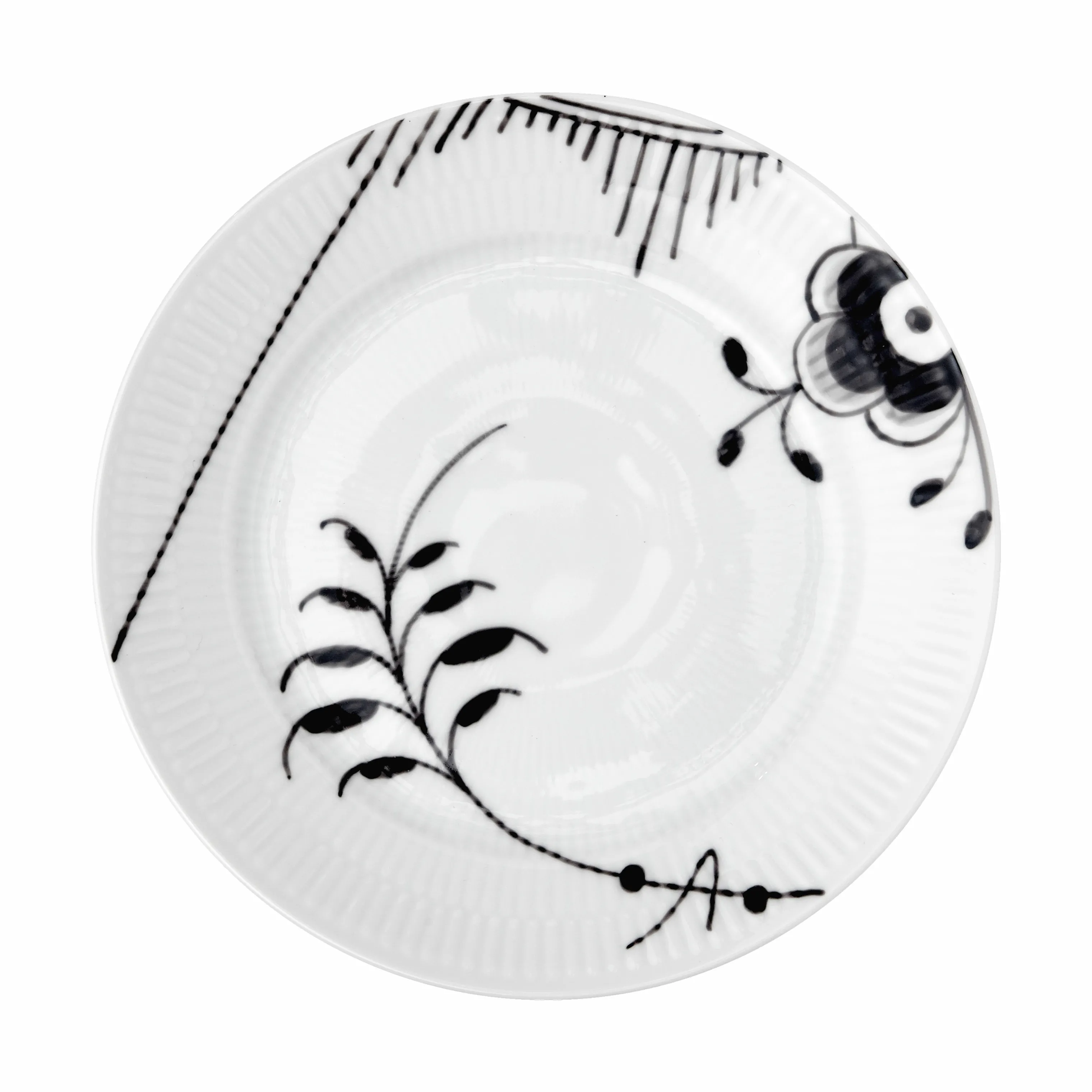 Royal Copenhagen Sort Mega Riflet Desserttallerken nr 2