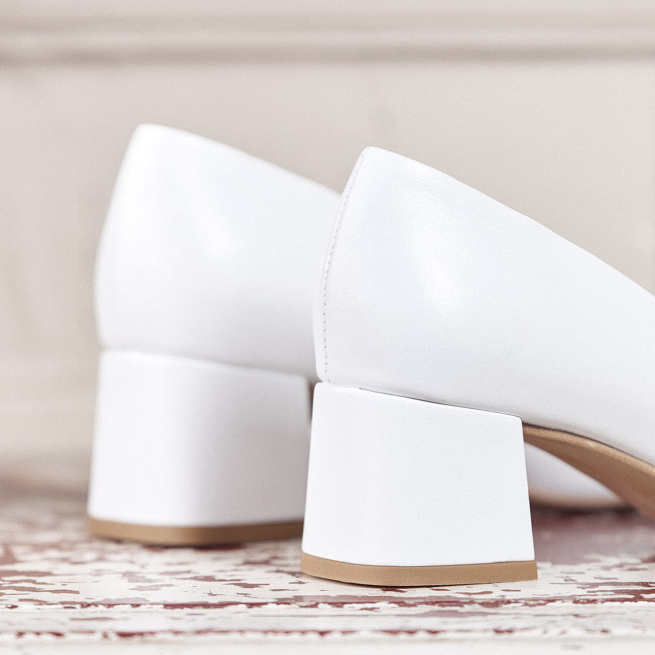 Mellow Yellow Escarpins en Cuir Giulia blancs - Talon 6 cm