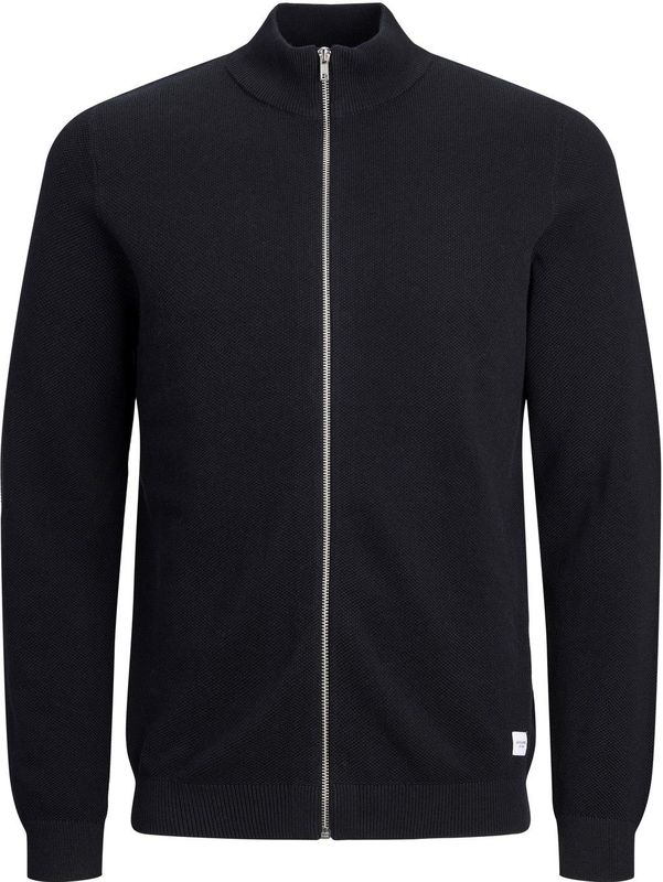 JACK & JONES - Hill Knit Turtle Zip - Cardigan - Zwart - Slim Fit