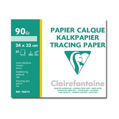 Clairefontaine Fine Arts - Pochette papier calque - 20 feuilles - 24 x 32 cm - 90 gr