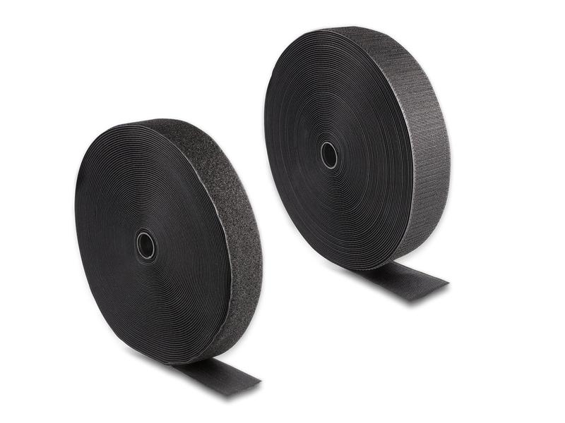 Delock Klettband 25m x 50mm Strapazierfähig Schwarz Delock Strapazierfähiges Klettband mit Haft- und Flauschband L 25 m x B 50 mm schwarz