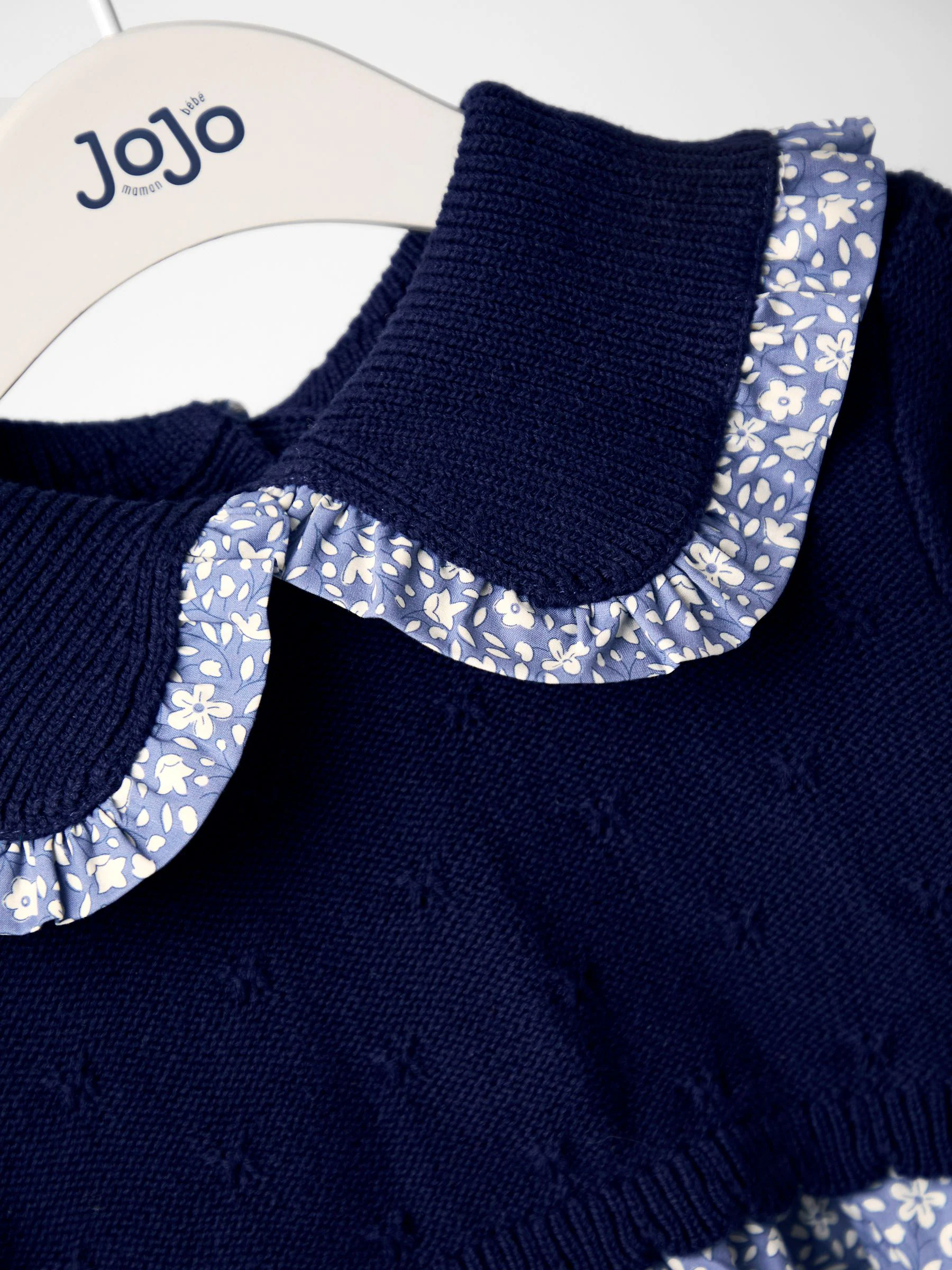 Marineblauw met bloemenprint - JoJo Maman Bébé Knitted Combo Dress