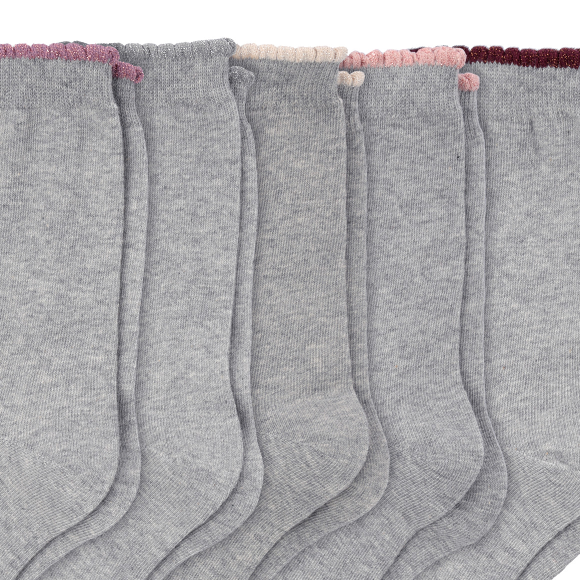 Gina Benotti 5 Paar Damen Socken mit Glitzergarn hellgrau
