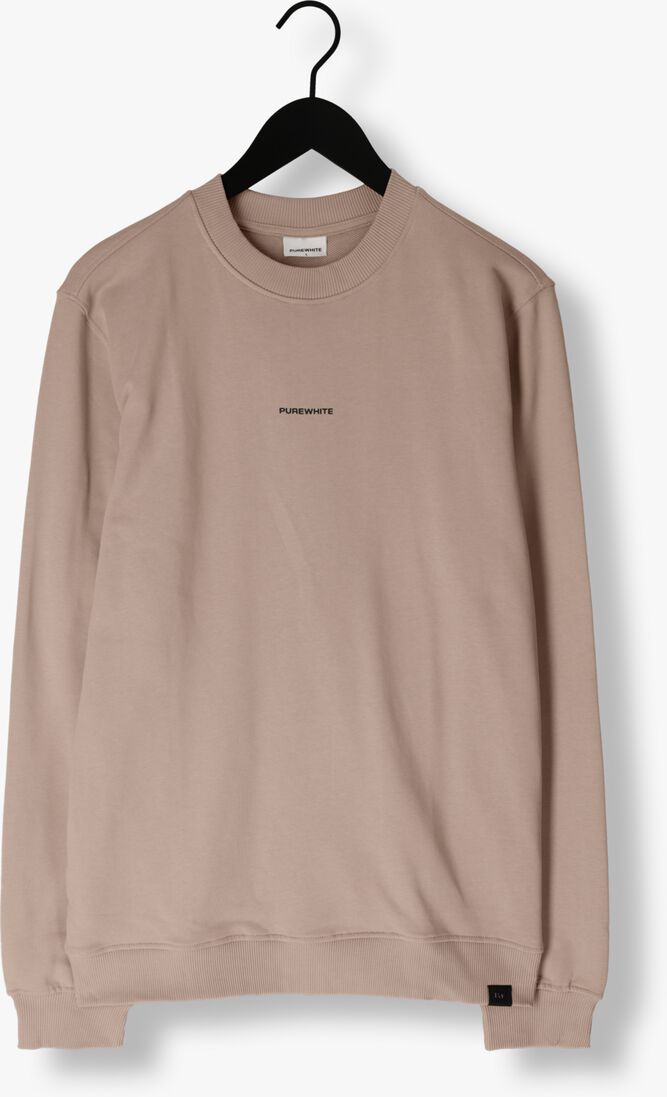 PUREWHITE taupe purewhite trui crewneck with front print and back artwork