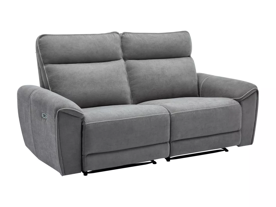 Canapé 3 places et fauteuil relax électrique en tissu gris DJARALO