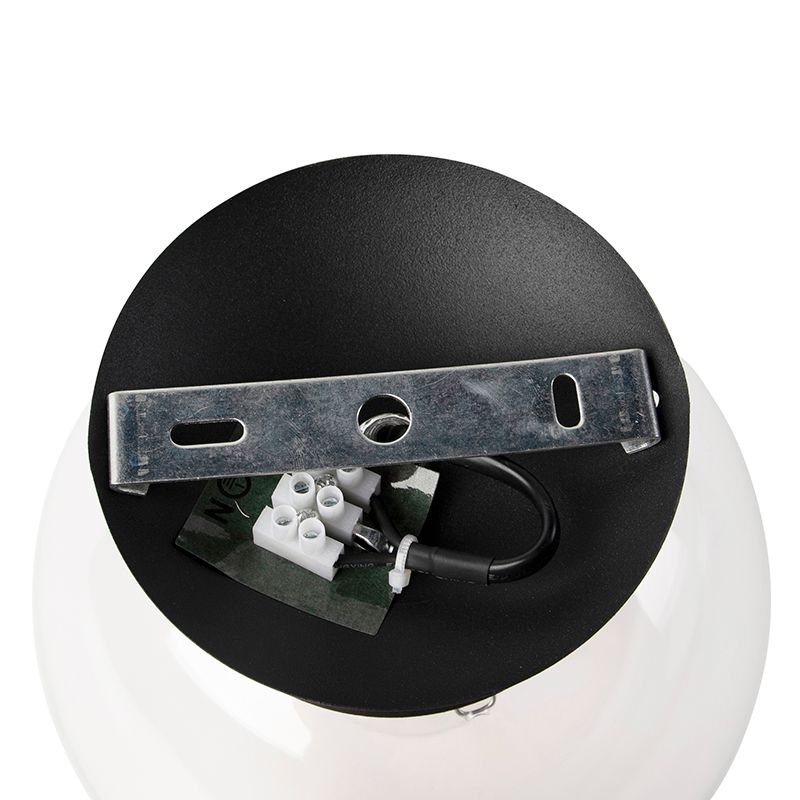 Art deco plafondlamp zwart met helder glas - Pallon