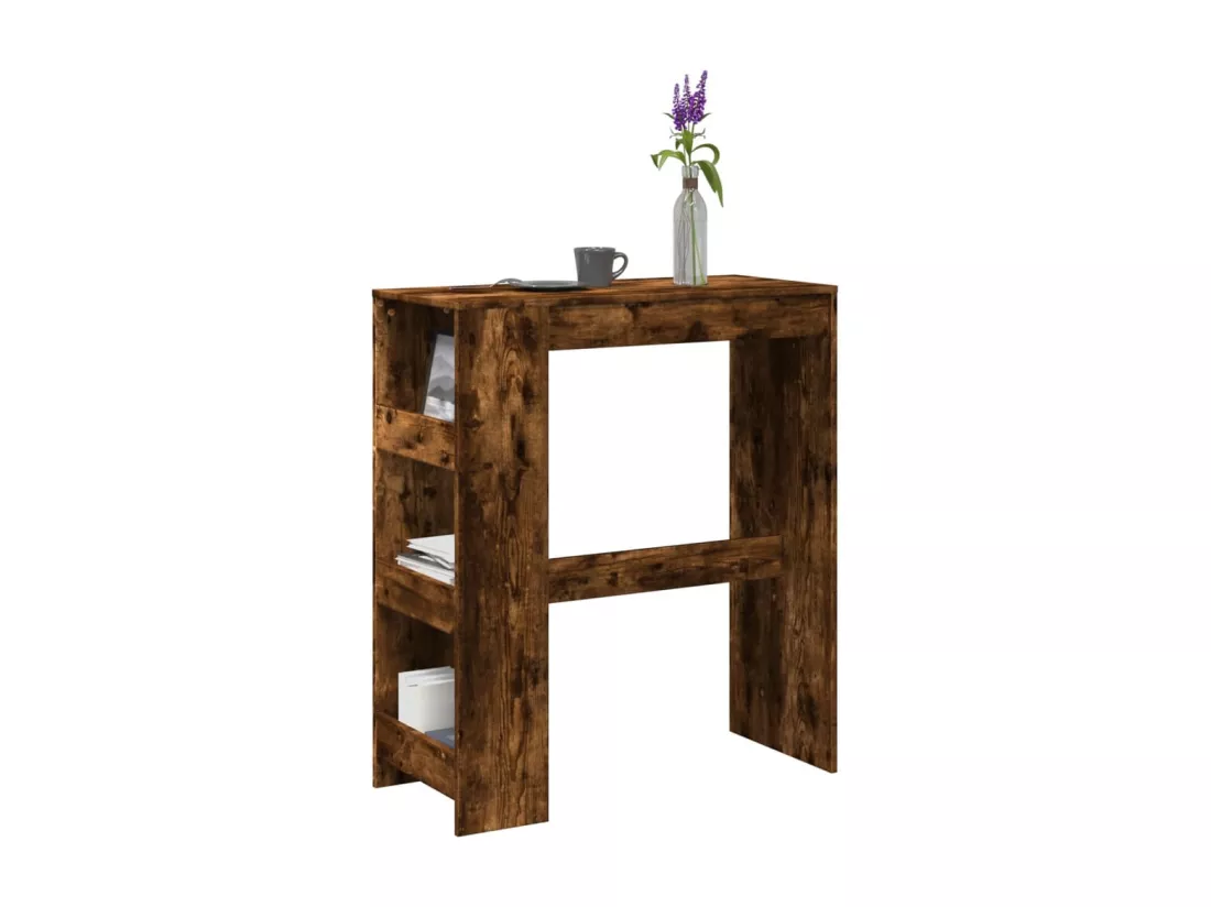 Table de bar avec étagères chêne fumé bois d'ingénierie