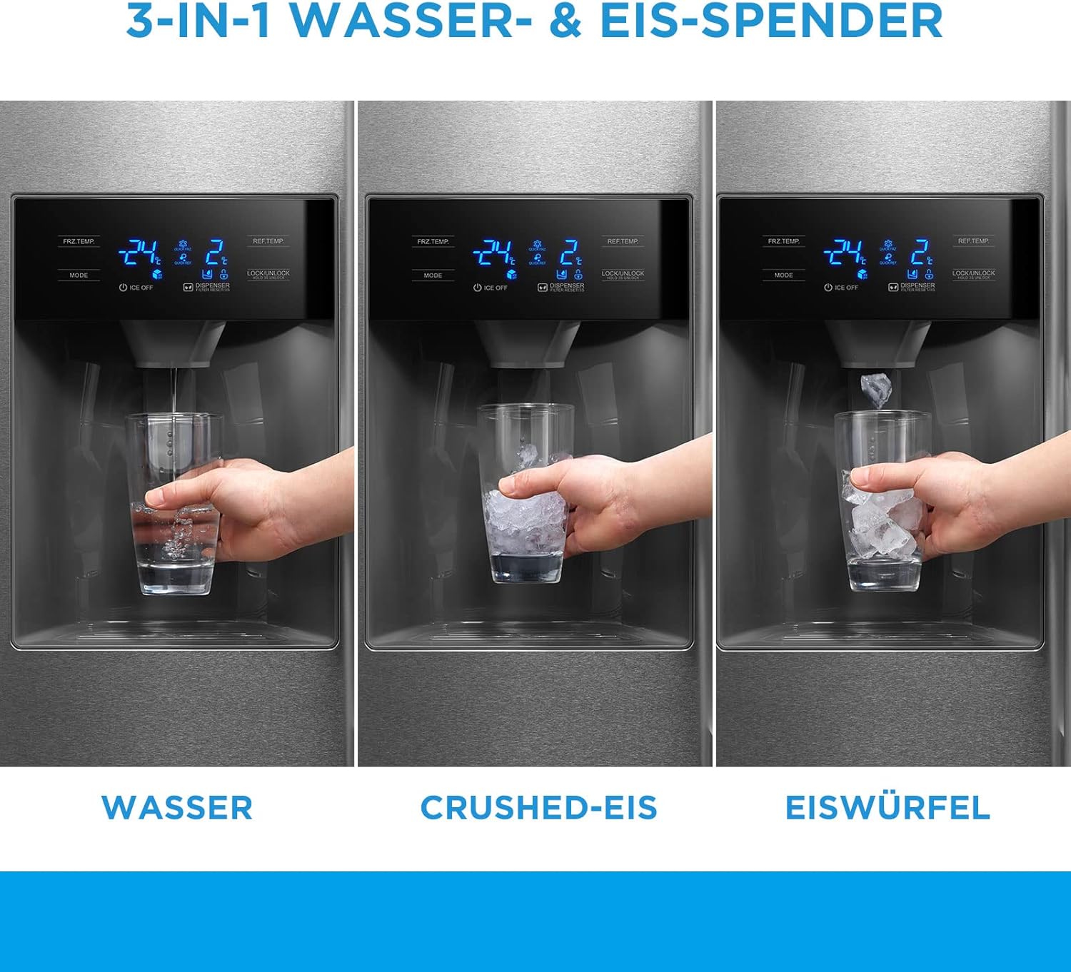 Midea KS-EIX 6.23 Side-by-Side Kühl-gefrierkombination/178,8 cm hoch/No Frost/Inverter Compressor/mit Barfach/Wasser-/Eisspender mit Festwasseranschluss/Twin Control