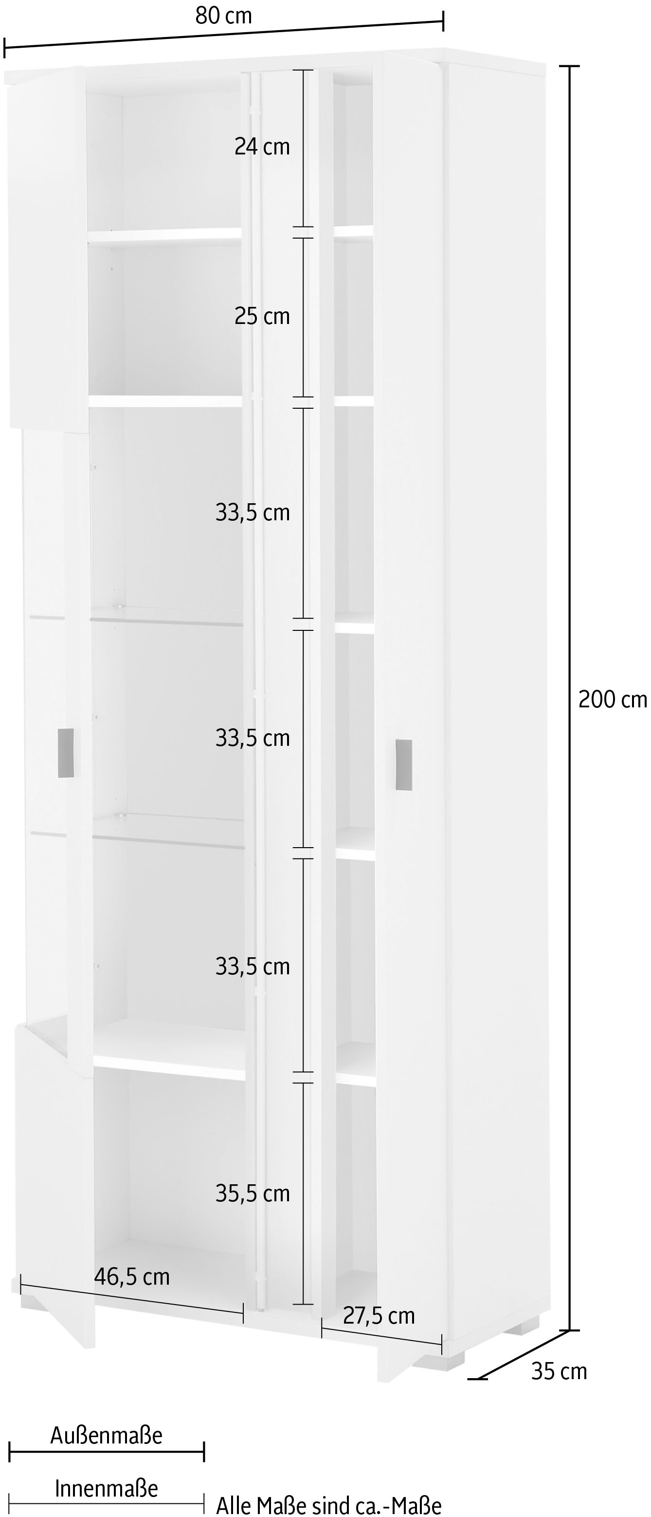 INOSIGN Vitrine »LONG ISLAND, Stauraumvitrine« 1 Stk. tlg. in moderner Trendfarbe,inklusive senkrechter Beleuchtung,Breite 80 cm