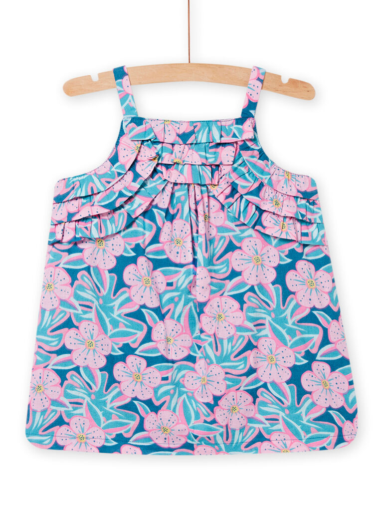 Robe bleu pétrole à imprimé fleuri bébé fille