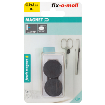 Magneetschijf ferriet Zwart 24,5xH5mm 8 stuks