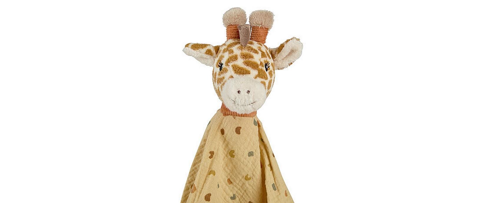 Schmusetuch Giraffe Kaya LFlauschiger Musselintuch mit süssem Allover-Motiv