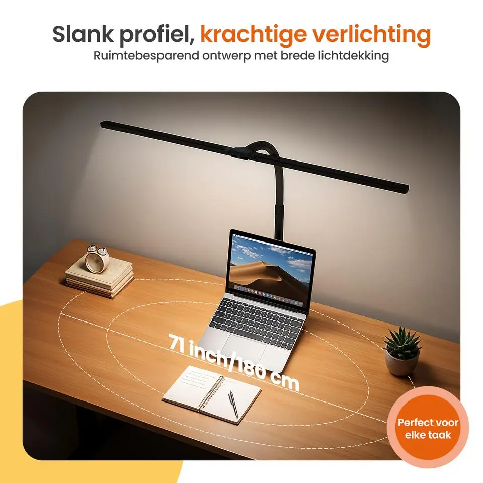 Goliving Bureaulamp met Klem - 78 CM - LED Dimbaar - Touch Bediening