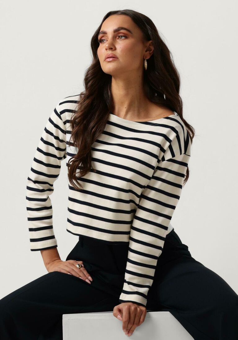 CO\\'COUTURE blauw/wit gestreepte co'couture  classic stripe cropped sweat
