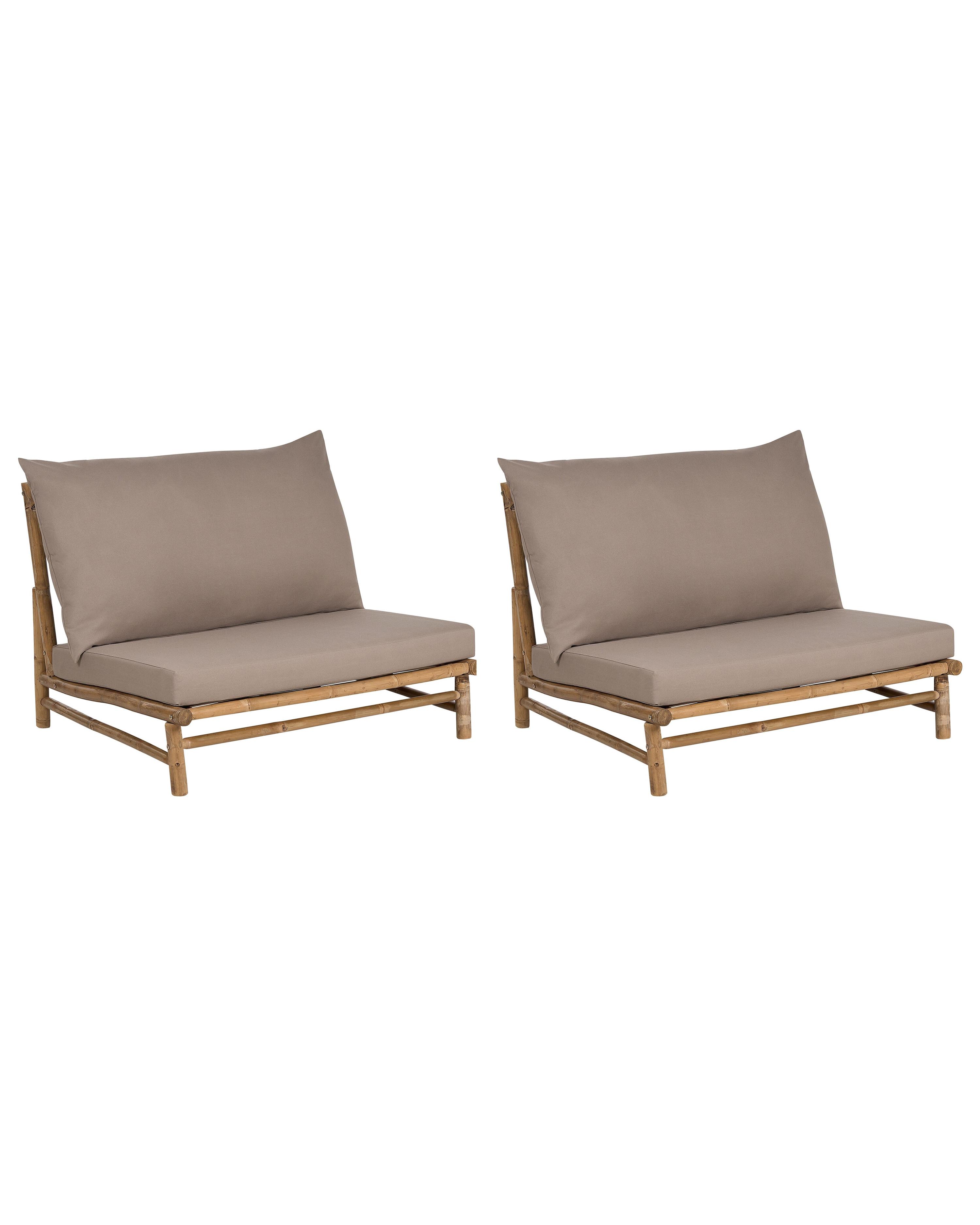 Set van 2 stoelen met zitkussen TODI Bamboehout Taupe