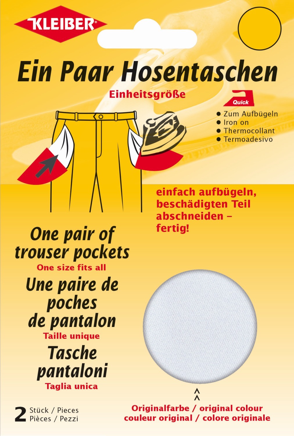 2er-Set Bügeltaschen für Hosen - weiß - je 18,5x16 cm