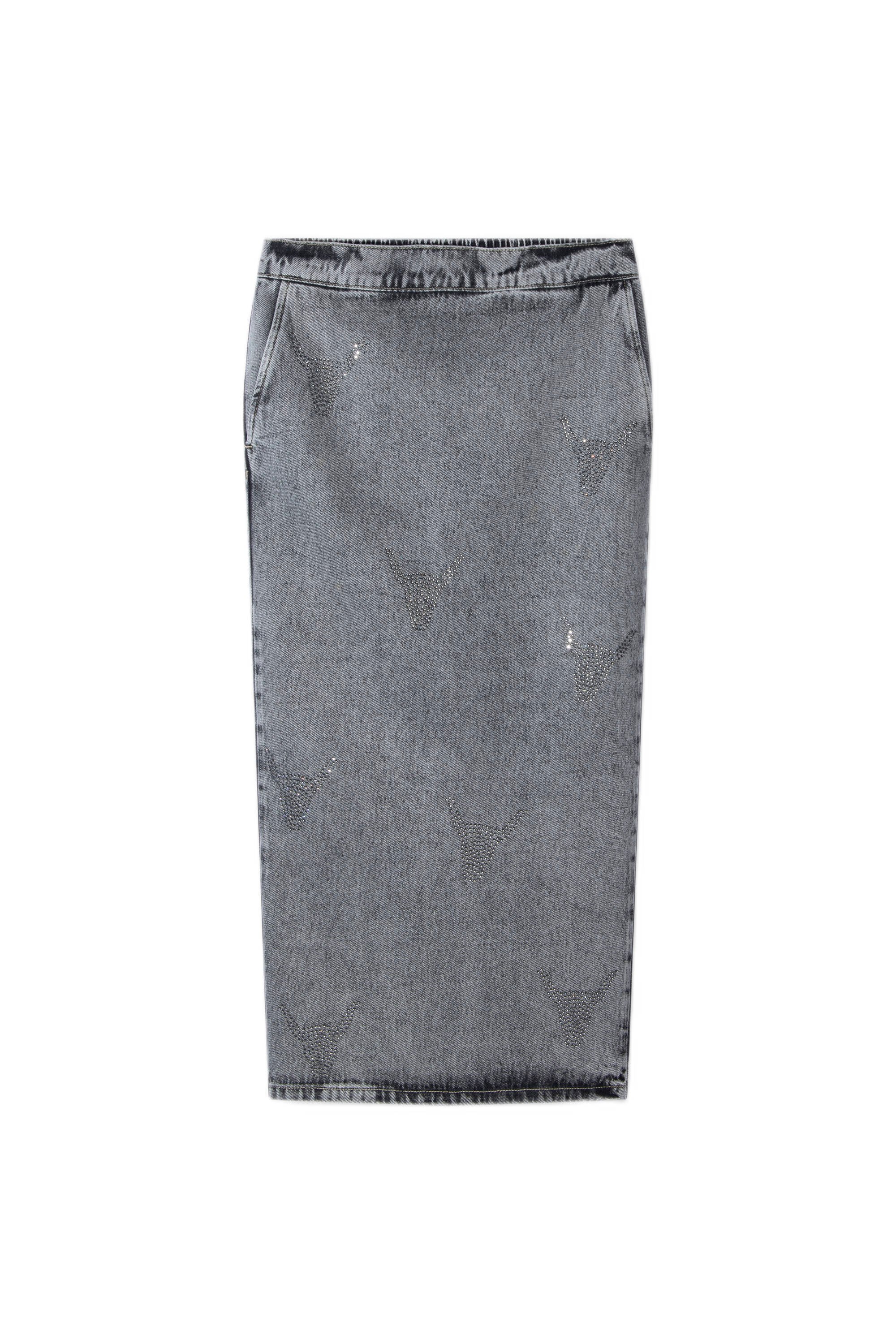 Alix the Label spijkerrok met strass steentjes grey denim
