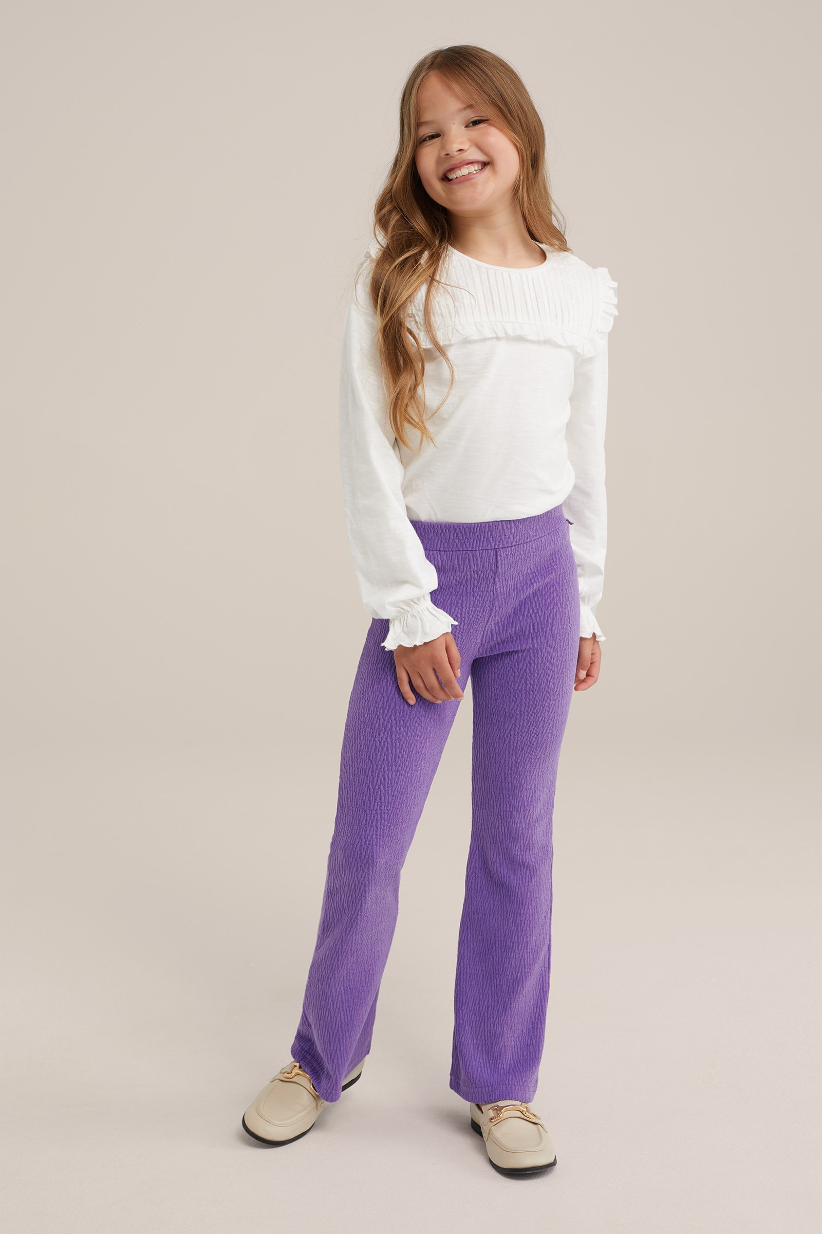 Meisjes flared legging met structuur WE Fashion Lavendel