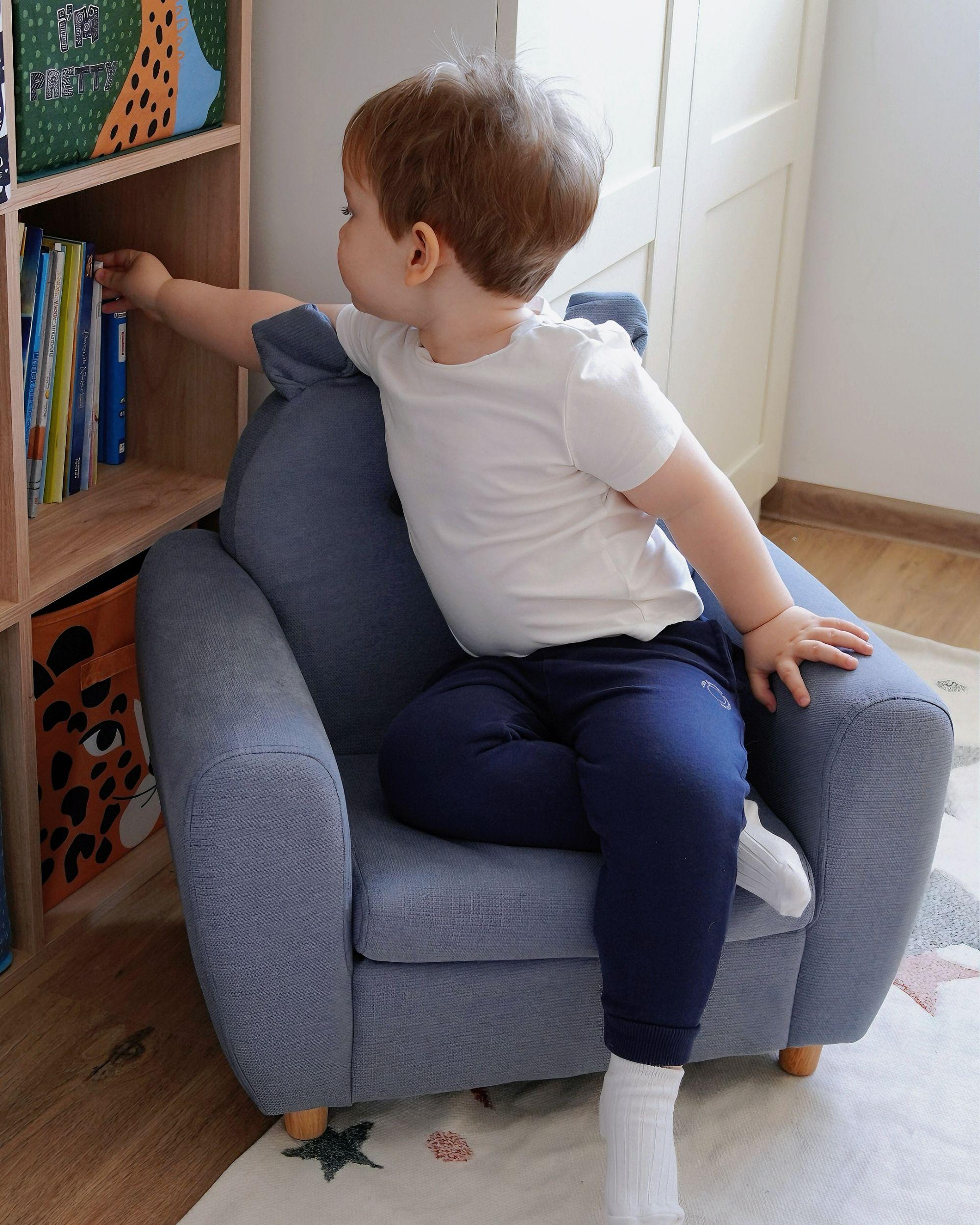Kinderfauteuil Nijlpaard MARIBO Stof Blauw
