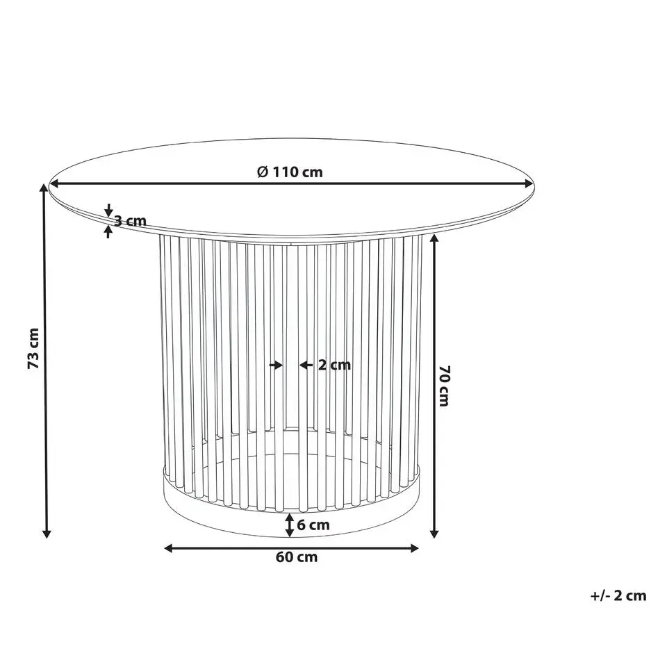 BOYLE - Eettafel - Lichtbruin - ø 110 cm - Eikenfineer