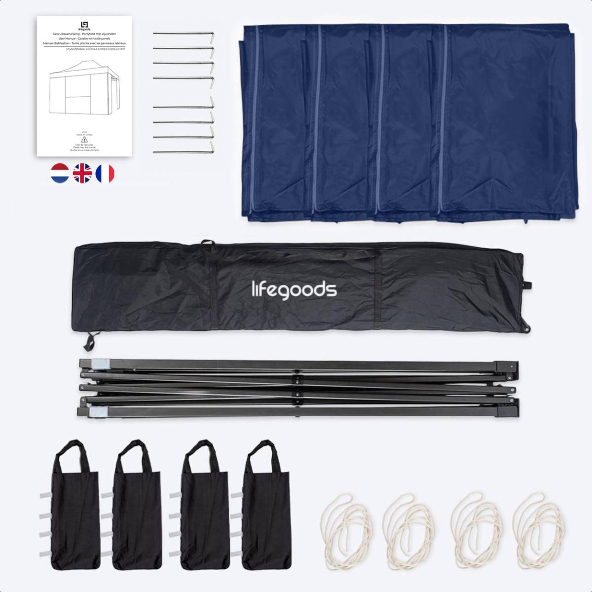 LifeGoods 3x4.5 m partytent  - Dark Blue