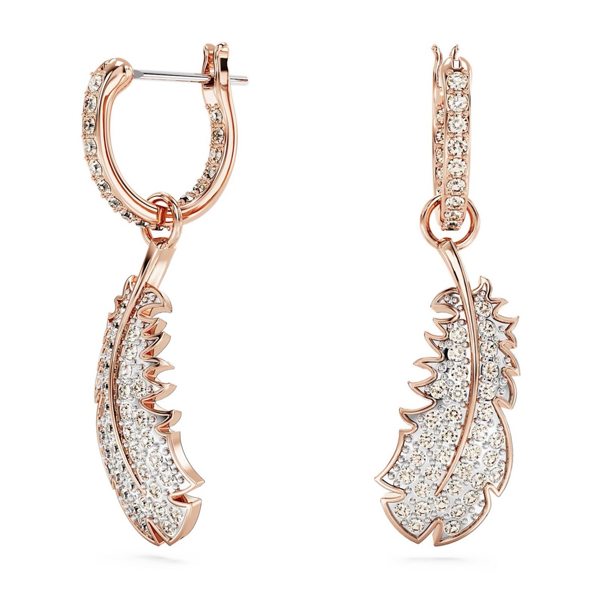 Pendants d'oreilles Swarovski Nice plume doré rose