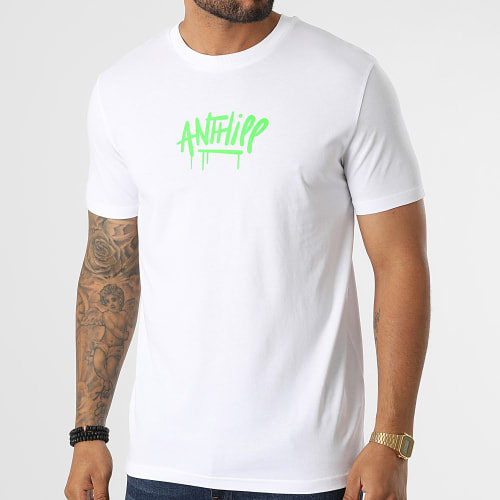 Tee Shirt Script Blanc Vert Fluo
