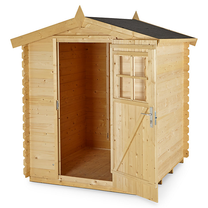 Abri de jardin GoodHome Mokau en bois coloris naturel ép.19 mm surface extérieure 3,46 m²