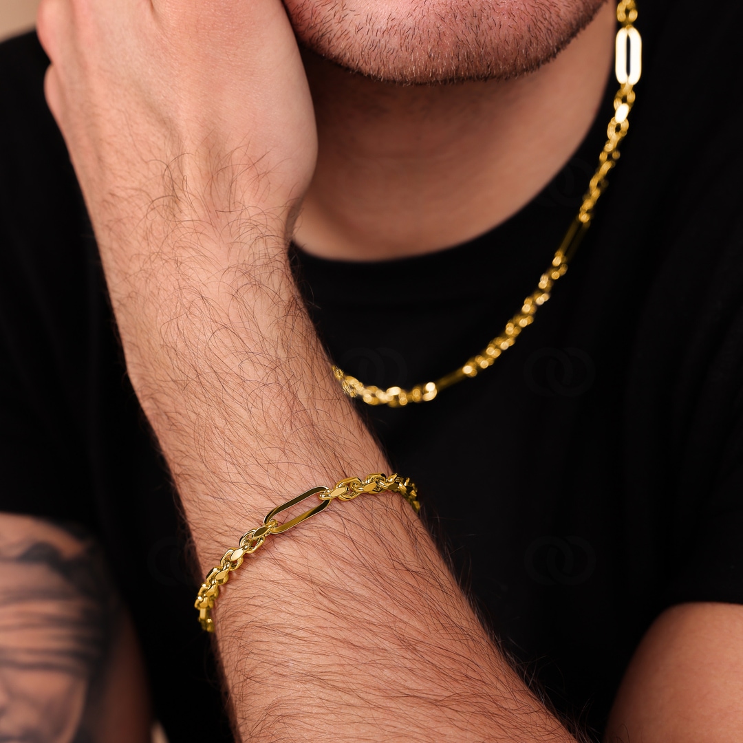 5.5mm Fantasiearmband 750/18 K Gelbgold halbmassiv