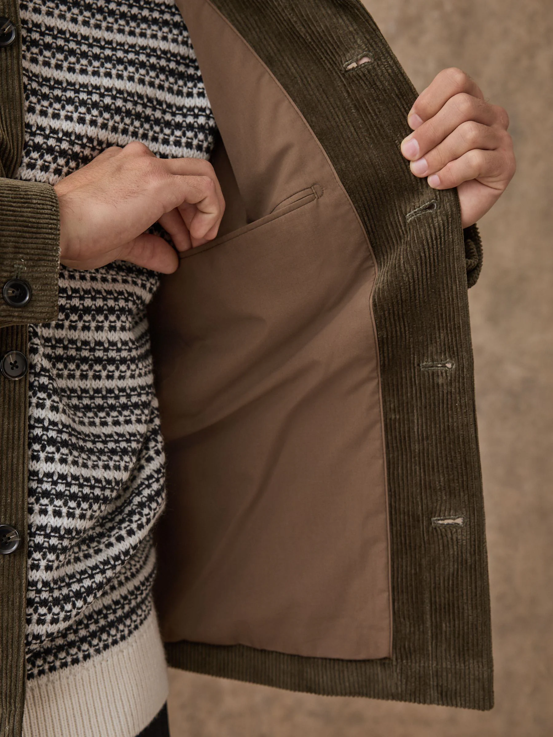 Grijs-groen - Slim Rijk Corduroy Jack