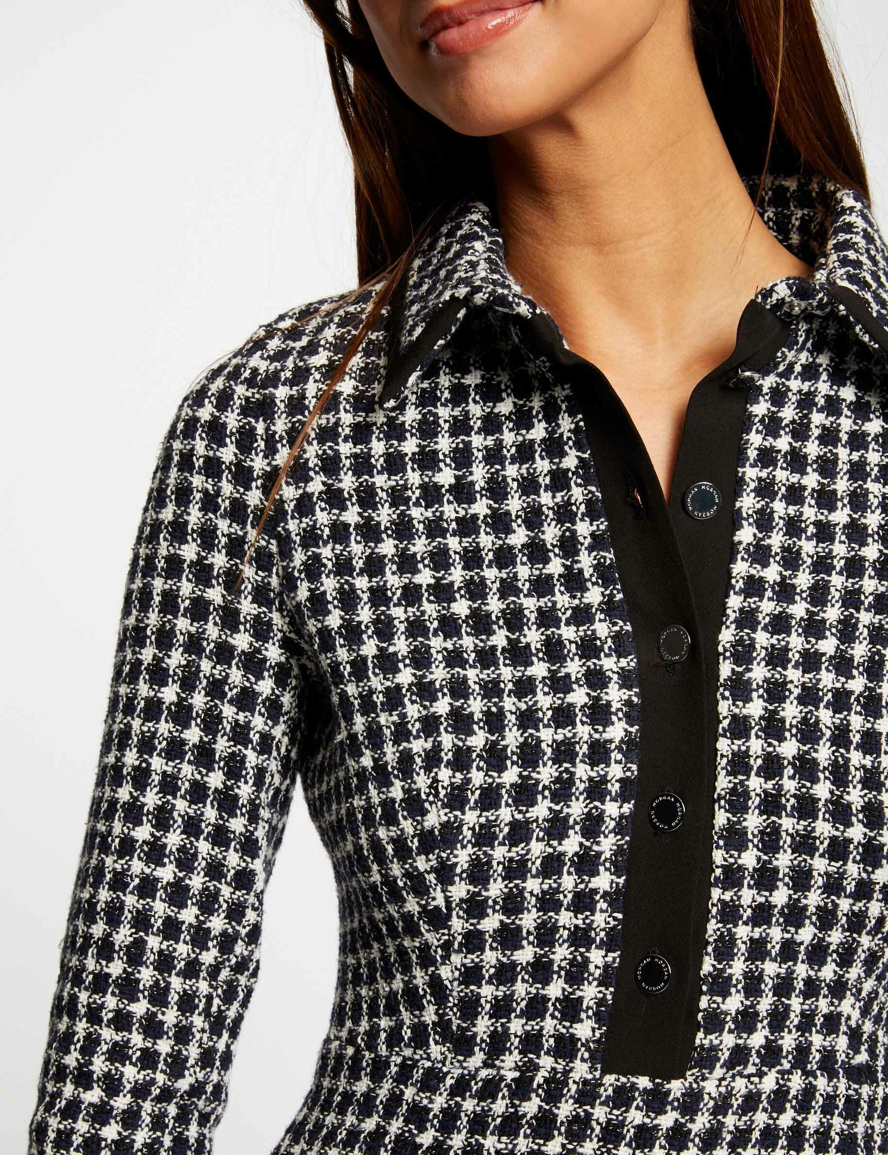 Robes manches 3/4 boutonnée à l\'avant marine femme - marine
