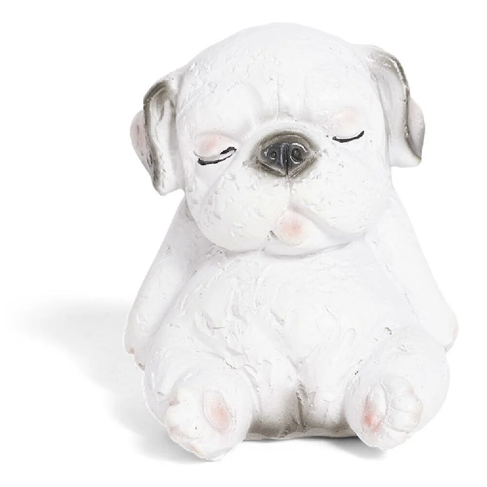 Figurine chiot endormi plastique gris H.6,5cm