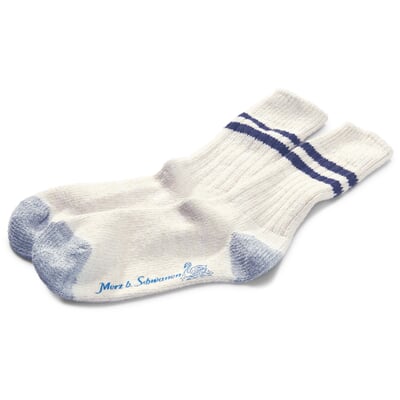 Unisex-Socke mit Ringeln, Naturweiß-Blau