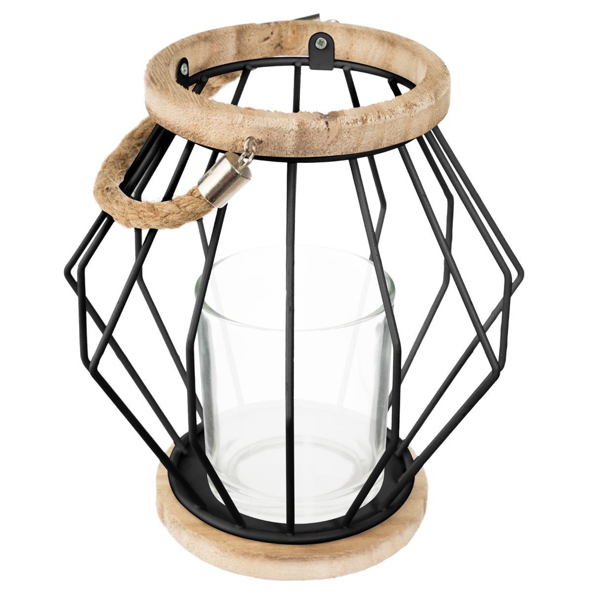 LANTERNE METAL FILAIRE NOIR H.19.5CM