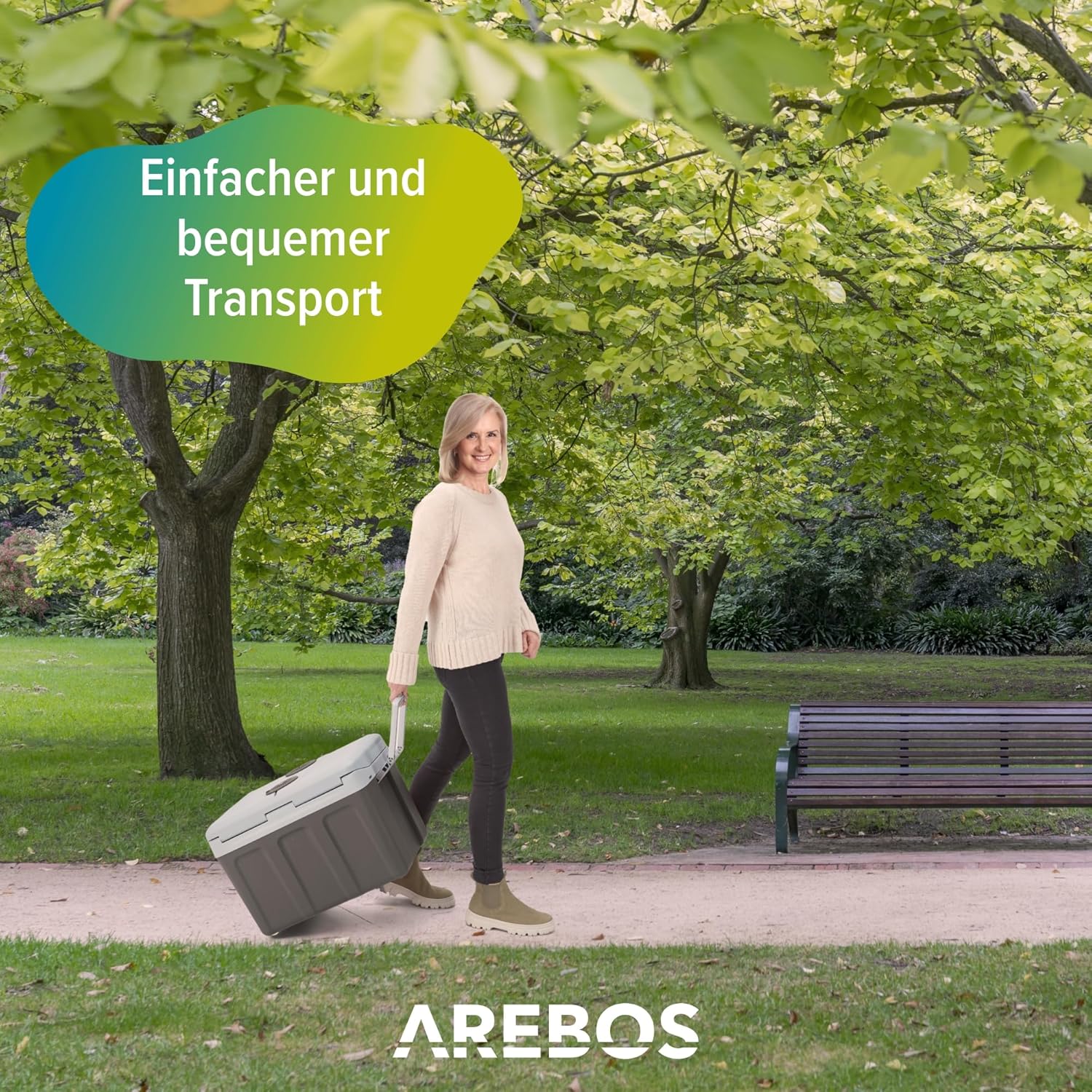 Arebos 40 Liter Kühlbox | zum Kühlen & Warmhalten | Mini Kühlschrank | Mobil Kühlschrank mit ECO Modus | 12/230 V für Auto & Steckdose | elektrische Kühlbox | Kühltasche | Isoliertasche | Anthrazit