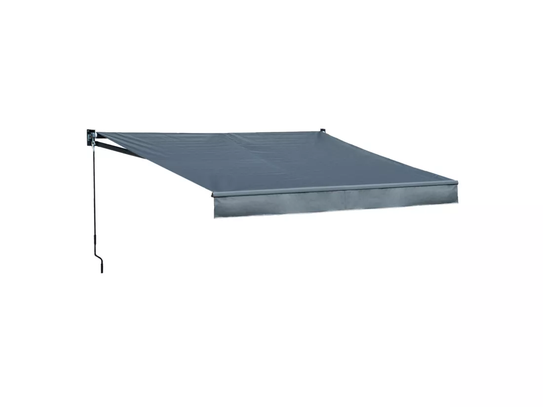 Store banne SAULE 3,5 × 3m - Toile anthracite et structure grise - HAPPY GARDEN