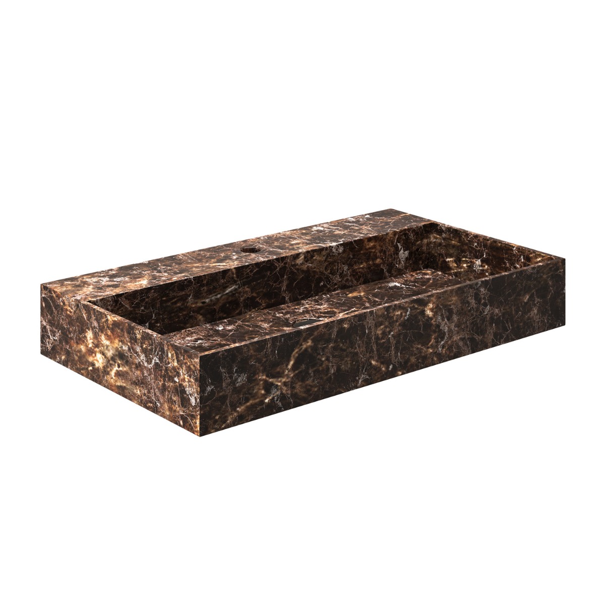 Saniclear Dark Emperador marmeren wastafel 80x46cm met kraangat