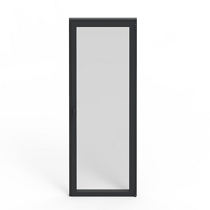 Porte fenêtre alu 1 vantail GoodHome gris - l.80 x h.215 cm, tirant droit