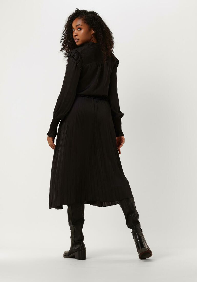 SCOTCH & SODA zwarte scotch & soda midi jurk smock stitch midi dress in recycled polyester