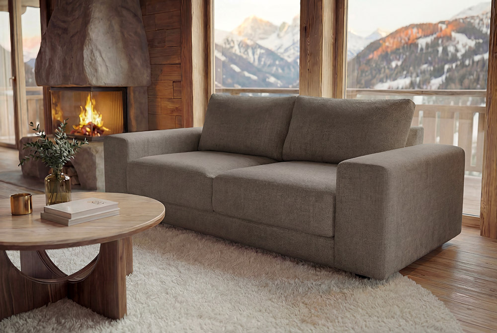 Großes Sofa LOFT 210cm taupe Vogue Velours Samt 3-Sitzer Couch Taschenfederkern