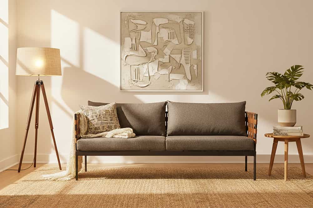 In- und Outdoor Lounge-Sofa UNIQUE 185cm schwarz braun grau Aluminium 2-Sitzer inkl. Kissen