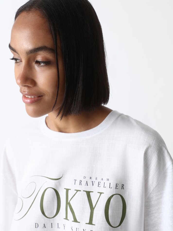 Camiseta de manga curta estampada - Branco-sujo
