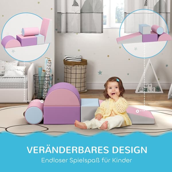 Myke byggeklosser Sett med 5 skumbyggeklosser Gigantiske byggeklosser Byggeleker Skumklosser for 1-3 år gamle barn Kunstskinn EPE